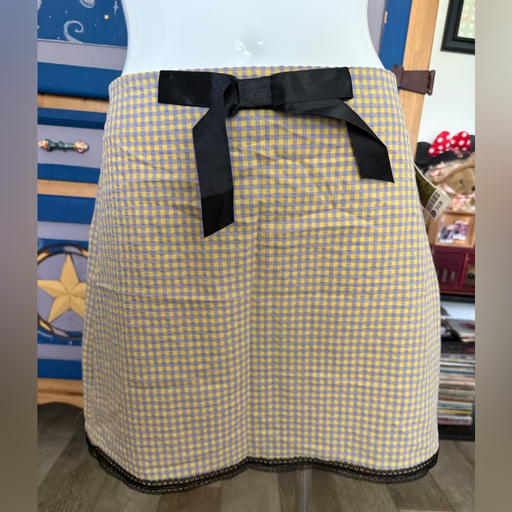 Plaid Mini Skirt with Black Bow